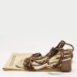 Louis Vuitton Brown Suede T-Strap Sandals Size 39