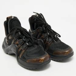 Louis Vuitton Black Mesh and Monogram Canvas Archlight Sneakers Size 36.5