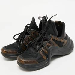 Louis Vuitton Black Mesh and Monogram Canvas Archlight Sneakers Size 36.5