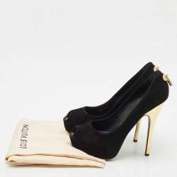 Louis Vuitton Black Suede Oh Really! Peep Toe Platform Pumps Size 40