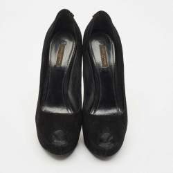 Louis Vuitton Black Suede Oh Really! Peep Toe Platform Pumps Size 40