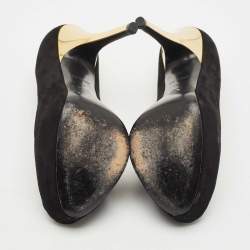 Louis Vuitton Black Suede Oh Really! Peep Toe Platform Pumps Size 40