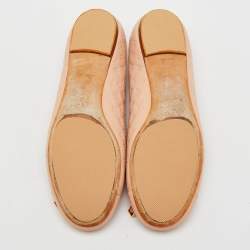 Louis Vuitton Light Pink Monogram Empreinte Leather Bow Cap Toe Ballet Flats Size 39