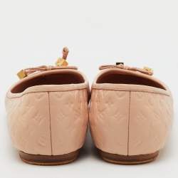 Louis Vuitton Light Pink Monogram Empreinte Leather Bow Cap Toe Ballet Flats Size 39