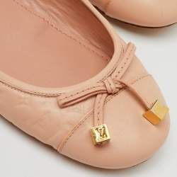 Louis Vuitton Light Pink Monogram Empreinte Leather Bow Cap Toe Ballet Flats Size 39