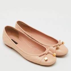 Louis Vuitton Light Pink Monogram Empreinte Leather Bow Cap Toe Ballet Flats Size 39
