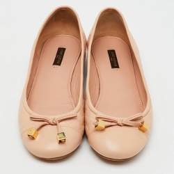 Louis Vuitton Light Pink Monogram Empreinte Leather Bow Cap Toe Ballet Flats Size 39