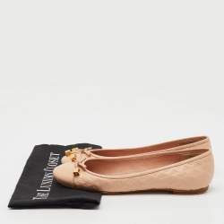 Louis Vuitton Light Pink Monogram Empreinte Leather Bow Cap Toe Ballet Flats Size 39