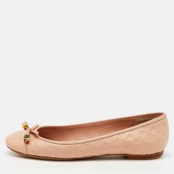 Louis Vuitton Light Pink Monogram Empreinte Leather Bow Cap Toe Ballet Flats Size 39