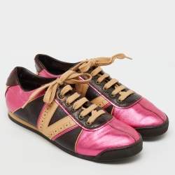 Louis Vuitton Multicolor Leather Colorblock Pattern Low Top Sneakers Size 38