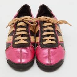 Louis Vuitton Multicolor Leather Colorblock Pattern Low Top Sneakers Size 38
