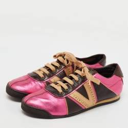 Louis Vuitton Multicolor Leather Colorblock Pattern Low Top Sneakers Size 38