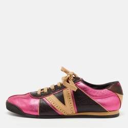 Louis Vuitton Multicolor Leather Colorblock Pattern Low Top Sneakers Size 38