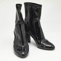Louis Vuitton Black Patent Leather Silhouette Ankle Boots Size 38