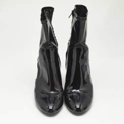 Louis Vuitton Black Patent Leather Silhouette Ankle Boots Size 38