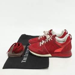 Louis Vuitton Red Leather and Mesh Run Away Low Top Sneakers Size 35.5