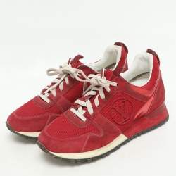 Louis Vuitton Red Leather and Mesh Run Away Low Top Sneakers Size 35.5