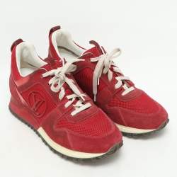 Louis Vuitton Red Leather and Mesh Run Away Low Top Sneakers Size 35.5