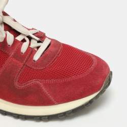 Louis Vuitton Red Leather and Mesh Run Away Low Top Sneakers Size 35.5