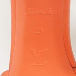 Louis Vuitton Orange Monogram Leather Revival Open Toe Slide Sandals Size 41