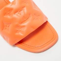Louis Vuitton Orange Monogram Leather Revival Open Toe Slide Sandals Size 41