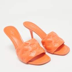 Louis Vuitton Orange Monogram Leather Revival Open Toe Slide Sandals Size 41