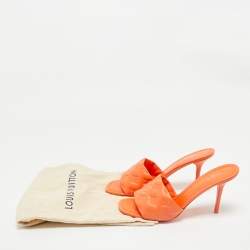 Louis Vuitton Orange Monogram Leather Revival Open Toe Slide Sandals Size 41