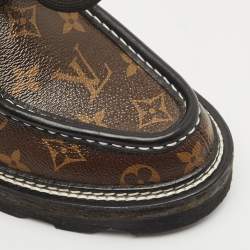 Louis Vuitton Black/Brown Leather And Coated Canvas Beaubourg Platform Derby Size 38