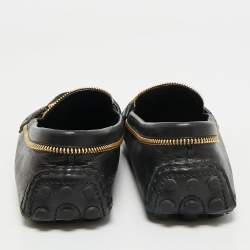 Louis Vuitton Black Leather Zipper Oxford Slip On Loafers Size 39.5