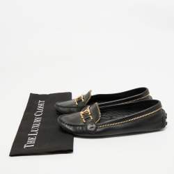 Louis Vuitton Black Leather Zipper Oxford Slip On Loafers Size 39.5