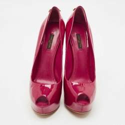 Pre Owned Louis Vuitton Dark Pink Patent Leather Oh Really! Peep Toe Platform Pumps Size 41