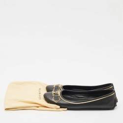 Louis Vuitton Black Leather Oxford Ballet Flats Size 38.5