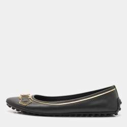 Louis Vuitton Black Leather Oxford Ballet Flats Size 38.5