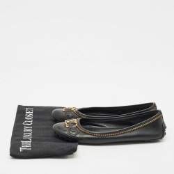Louis Vuitton Black Leather Zipper Trim Oxford Ballet Flats Size 36