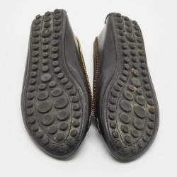 Louis Vuitton Black Leather Zipper Trim Oxford Ballet Flats Size 36