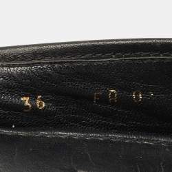 Louis Vuitton Black Leather Zipper Trim Oxford Ballet Flats Size 36