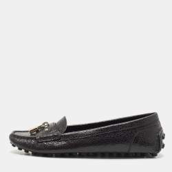 Louis Vuitton Black Leather Close Up Loafers Size 37