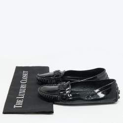 Louis Vuitton Black Patent Leather Oxford Slip On Loafers Size 37