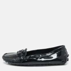 Louis Vuitton Black Patent Leather Oxford Slip On Loafers Size 37