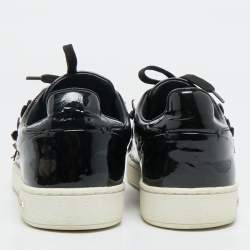 Louis Vuitton Black Patent Leather Blossom Floral Embellished Frontrow Sneakers Size 36