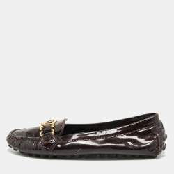 Louis Vuitton Burgundy Patent Leather Oxford Loafers Size 39