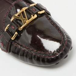 Louis Vuitton Burgundy Patent Leather Oxford Loafers Size 39
