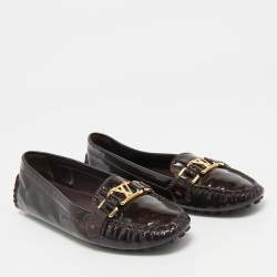 Louis Vuitton Burgundy Patent Leather Oxford Loafers Size 39
