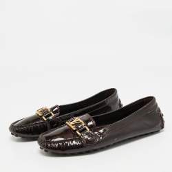 Louis Vuitton Burgundy Patent Leather Oxford Loafers Size 39