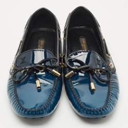 Louis Vuitton Two Tone Monogram Empreinte Patent Gloria Loafers Size 38