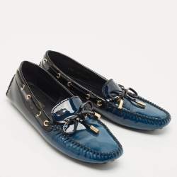 Louis Vuitton Two Tone Monogram Empreinte Patent Gloria Loafers Size 38