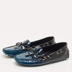 Louis Vuitton Two Tone Monogram Empreinte Patent Gloria Loafers Size 38