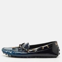 Louis Vuitton Two Tone Monogram Empreinte Patent Gloria Loafers Size 38