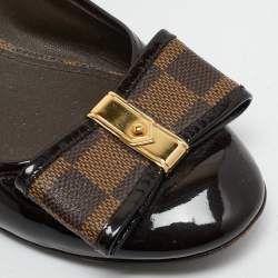 Louis Vuitton Brown Patent Leather and Coated Canvas Valentine Ballet Flats Size 40