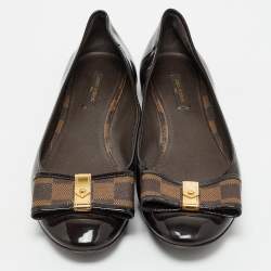 Louis Vuitton Brown Patent Leather and Coated Canvas Valentine Ballet Flats Size 40